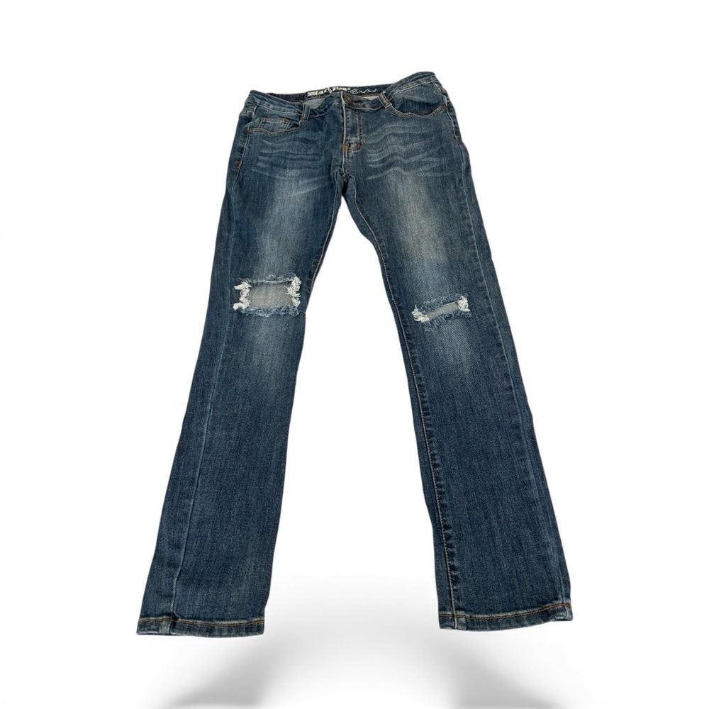Machine Nouvelle Mode Distressed Women’s Jeans Size 13/32 Whiskered Low Rise Y2K
